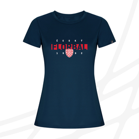 Woman's t-shirt sport Textline navy Czech Floorball