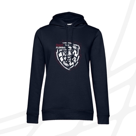 Women's hoodie navy distorted logo CF
