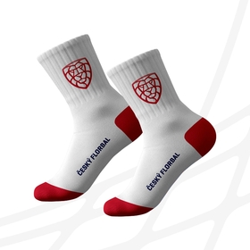 Ponožky dlouhé bílo-červené s logem ČF