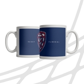 Mug navy blue with logo and inscription